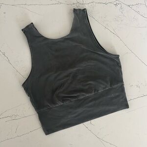 V back cropped tank, slate gray